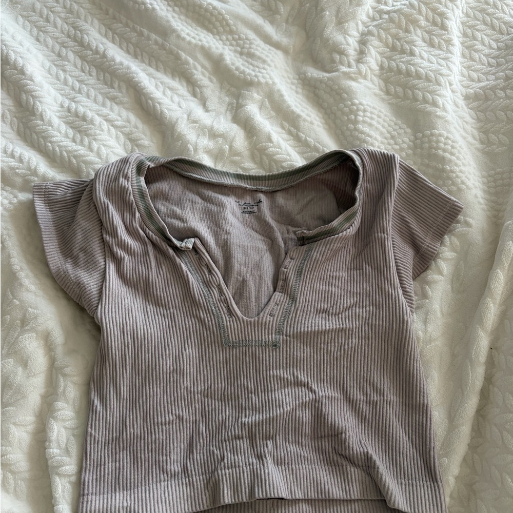 Urban Outfitters Ribbed V-Neck Tee